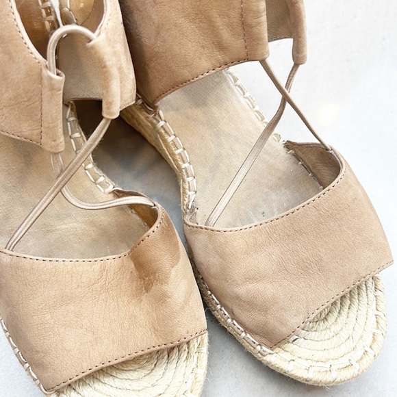 EILEEN Fisher Agnes Espadrille Wedge Sandals Beige Leather Size 7 Open Toe - Picture 11 of 14